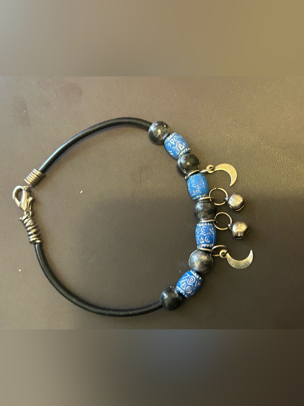Vintage Blue Beaded Moon Charm Bracelet Tribal Beads - Women’s Jewelry - Picture 7 of 9